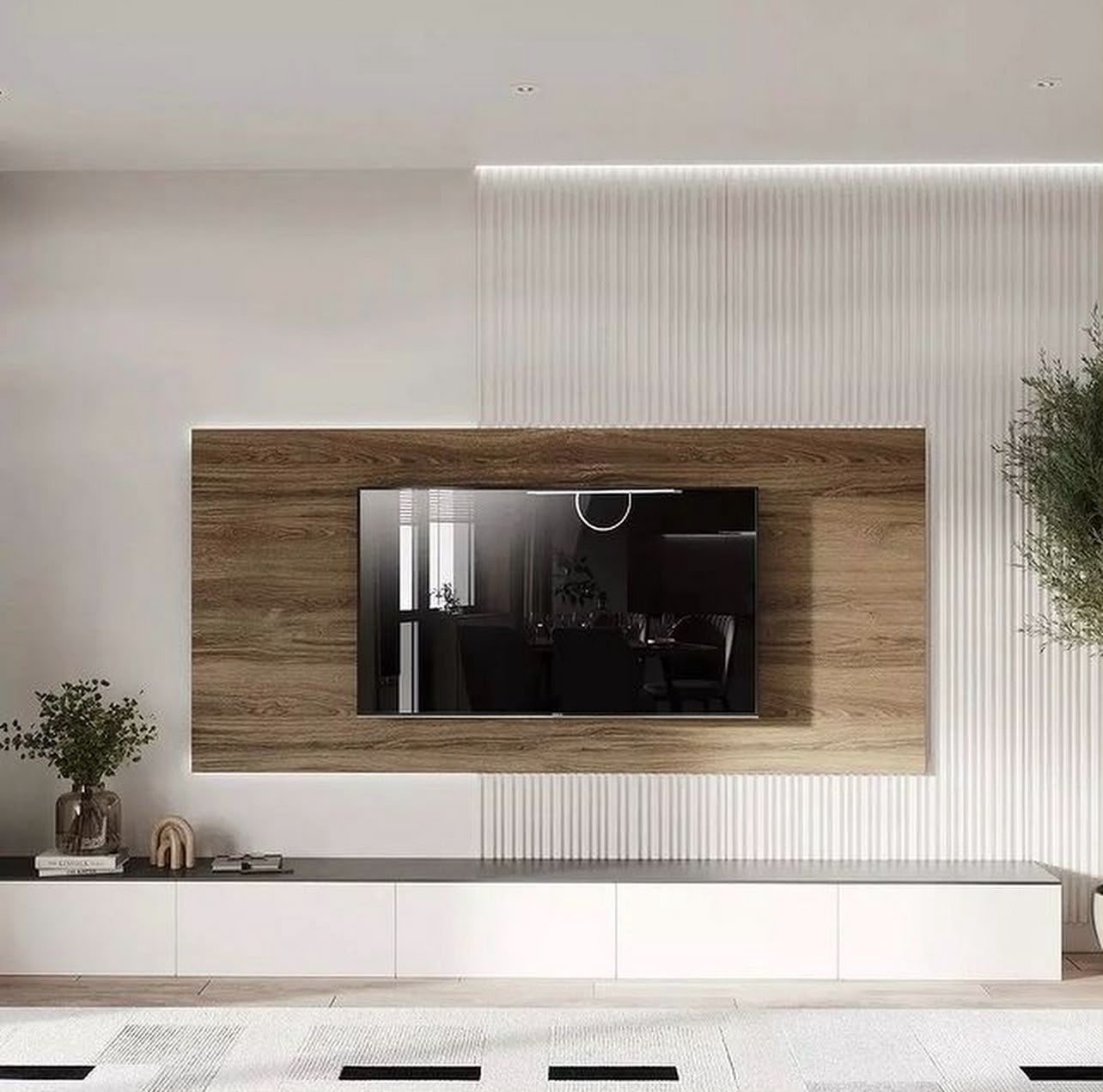 خلفية شاشة MDF مع رف أبيض