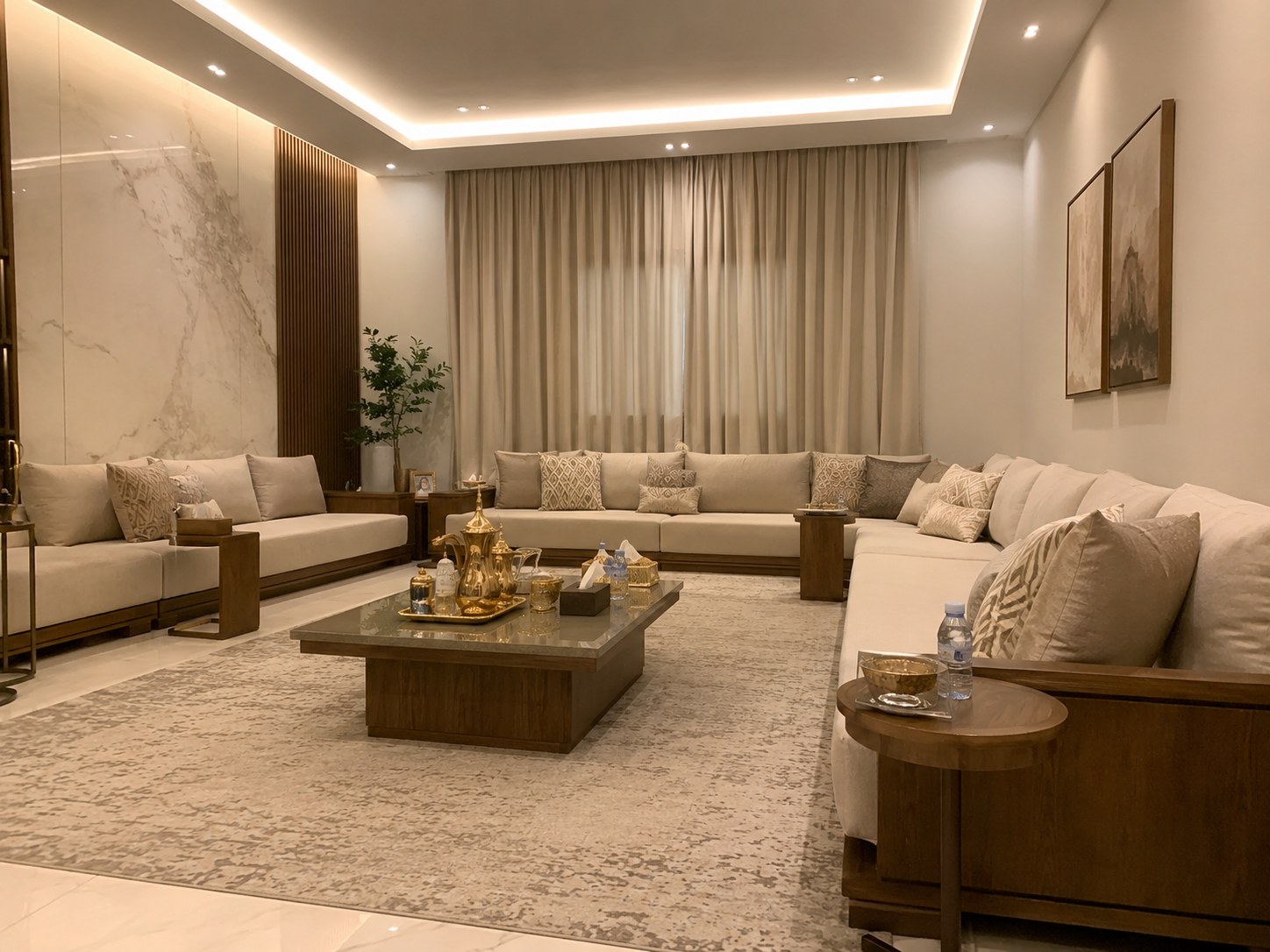 مجلس بديكور رخامي هادئ