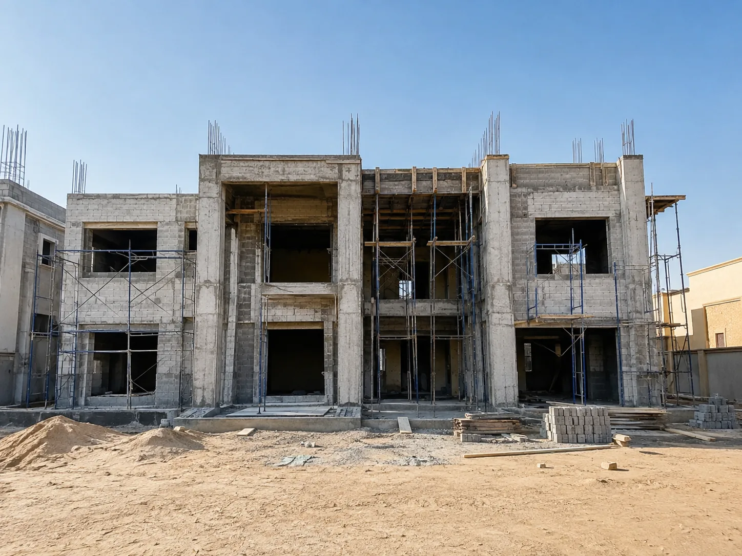 مبنى سكني في مرحلة العظم